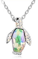 Chaîne & Pendentif Pingouin Vert Swarovski Elements