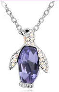 Chaîne & Pendentif Pingouin Violet Swarovski Elements