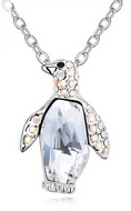 Chaîne & Pendentif Pingouin Blanc Swarovski Elements