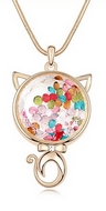Sautoir 80cm Chat & ses Cristaux  Multicolors