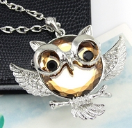 Sautoir Argenté 70cm Hibou & ses Ailes