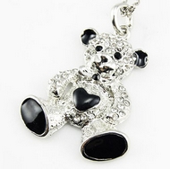 Sautoir 60cm Ourson Noir & Strass