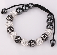Bracelet Boules Disco Cristaux Blancs & Noirs