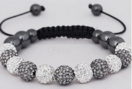 Bracelet Boules Disco Cristaux Gris & Blanc