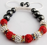 Bracelet Boules Disco Cristaux Rouge