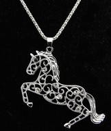 Sautoir Pendentif Cheval filigrane