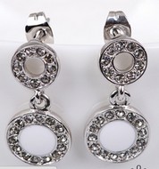 Pendant d'Oreille Double Cercles Cristaux Autrichien