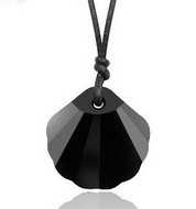 Collier Cordon & Pendentif coquille st jacques noire