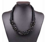Collier Tressé Pierres Noires