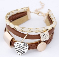 Bracelet Liens Dorés & Marrons Coeur Je t'aime international