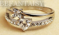 Bague Fleur & Coeur Cristal Autrichien T51 à T60
