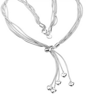 Collier Liens Argentés & ses Petits Coeurs