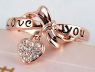 Bague I love You Noeud & Coeur Cristaux Swarovski Elements T51 à T60
