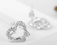 Boucles d'Oreilles Coeurs Argentés Swarovski Elements