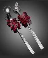 Pendant d'Oreille Roses Swarovski sur Tiges Argent&eacute;es