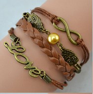 Bracelet tresse lacet hibou love infini