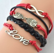 Bracelet tresse lacet hibou love infini