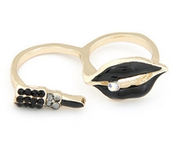 Double Bague "Rouge à Lèvre" Noir