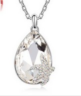Cha&icirc;ne & Pendentif Goutte d'Eau Swarovski