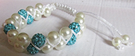 Bracelet Perles Blanches Shamballa bleue