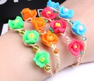 Bracelet tressé main motif Fleur
