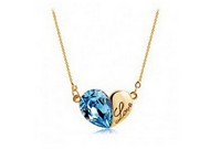 Collier demi coeur cristal & love