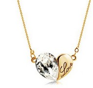 Collier demi coeur cristal & love