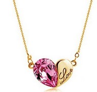 Collier demi coeur cristal & love