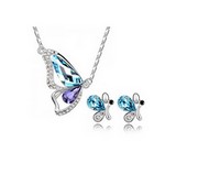 ensemble Collier Demi Papillon Cristal