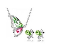 ensemble Collier Demi Papillon Cristal