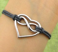 Bracelet Cordon Ciré Motif Infini Dans Coeur