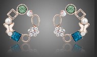 Boucles d'Oreille Rondes Papillon Fleur
