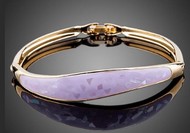 bracelet rigide plaqué or émail parme