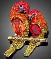 Broche Perroquets Cristaux Autrichien Stellux & zircon