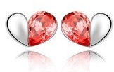 Clous d'Oreilles Coeur Cristal Swarovski Orange