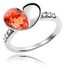 Bague Coeur Cristal Swarovski Orange T50