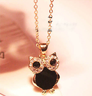Chaîne & Pendentif Hibou Noir