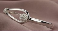 Bracelet Jonc Argent fermoir Fleur