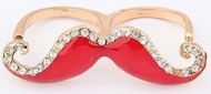 Double Bague "Moustache & Strass"