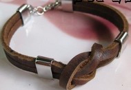 bracelet 2 lanières cuir noeud