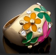 Bague Anneau Fleurs & Swarovski El&eacute;ments