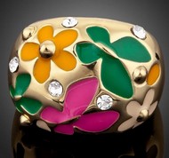 Bague Anneau Fleurs & Swarovski Eléments