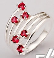 Bague Tiges à Cristaux Autrichiens Rouges T54