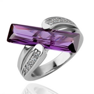 Bague Argentée & Cristal Pourpre T57