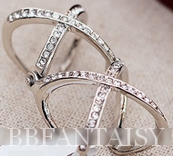 Double Bague en Croix Argentée T57