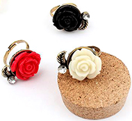 Bague Ajustable Rose & Strass