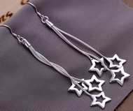 Pendants d'Oreilles Trio d'Etoiles Argentés