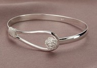 Bracelet Jonc Argent fermoir Fleur