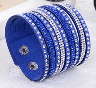 Bracelet Large Bleu à Strass