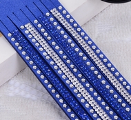 Bracelet Large Bleu à Strass